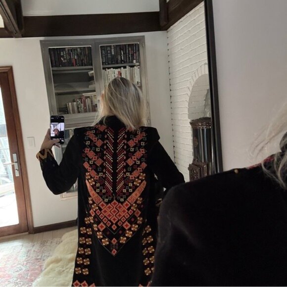 Vintage Black Cotton Velvet Blazer with Embroidered Back & Sleeves - Picture 9 of 9